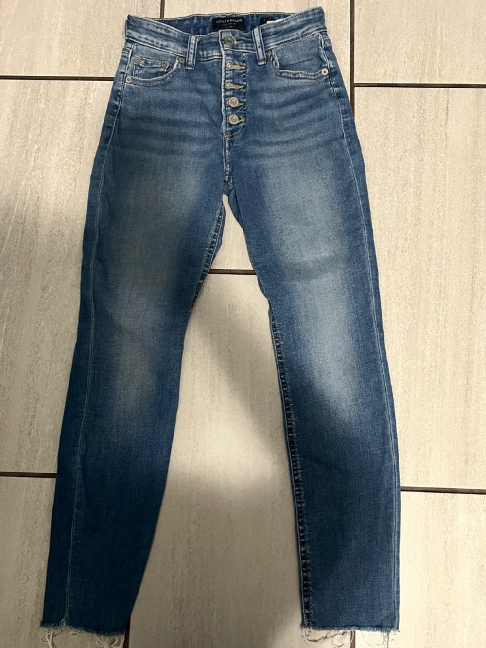 Lucky Brand Womens Skinny Button-Fly Medium Blue Jeans